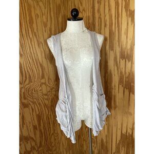 Anthropologie Sparrow Womens Sleeveless Open Gray  Cardigan Knit Small Pockets
